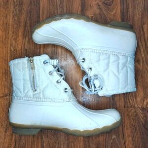 Sperry Saltwater White Quilted Duck Boot Size 8